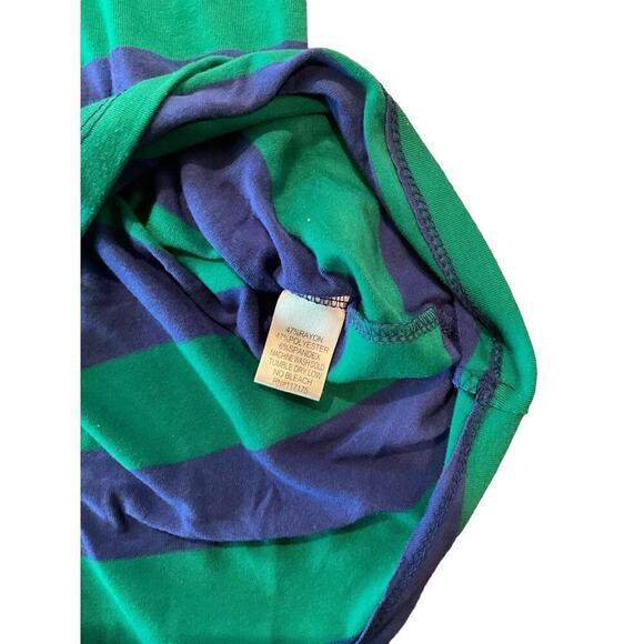 Kenar Cold Shoulder Top Women's Medium Blue Striped Rayon Stretch Scoop Neck - Picture 3 of 5